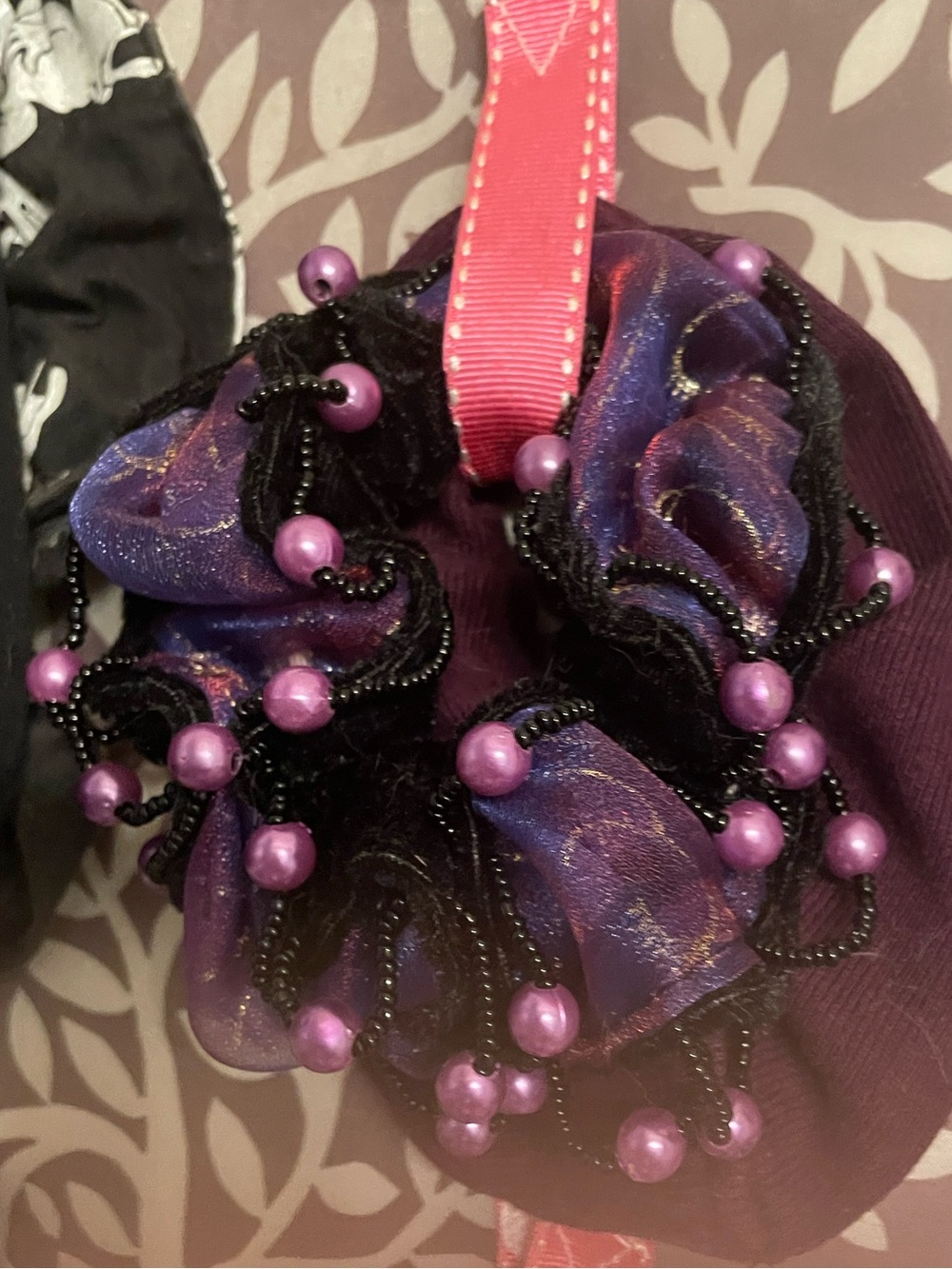 Velvet/ Ribbon/ Beaded Purple Hair Accessorie 💕